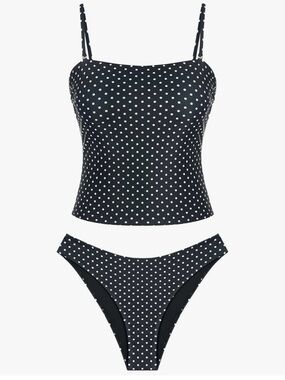 Classic Black & White Polka Dot Tankini Set NWOT